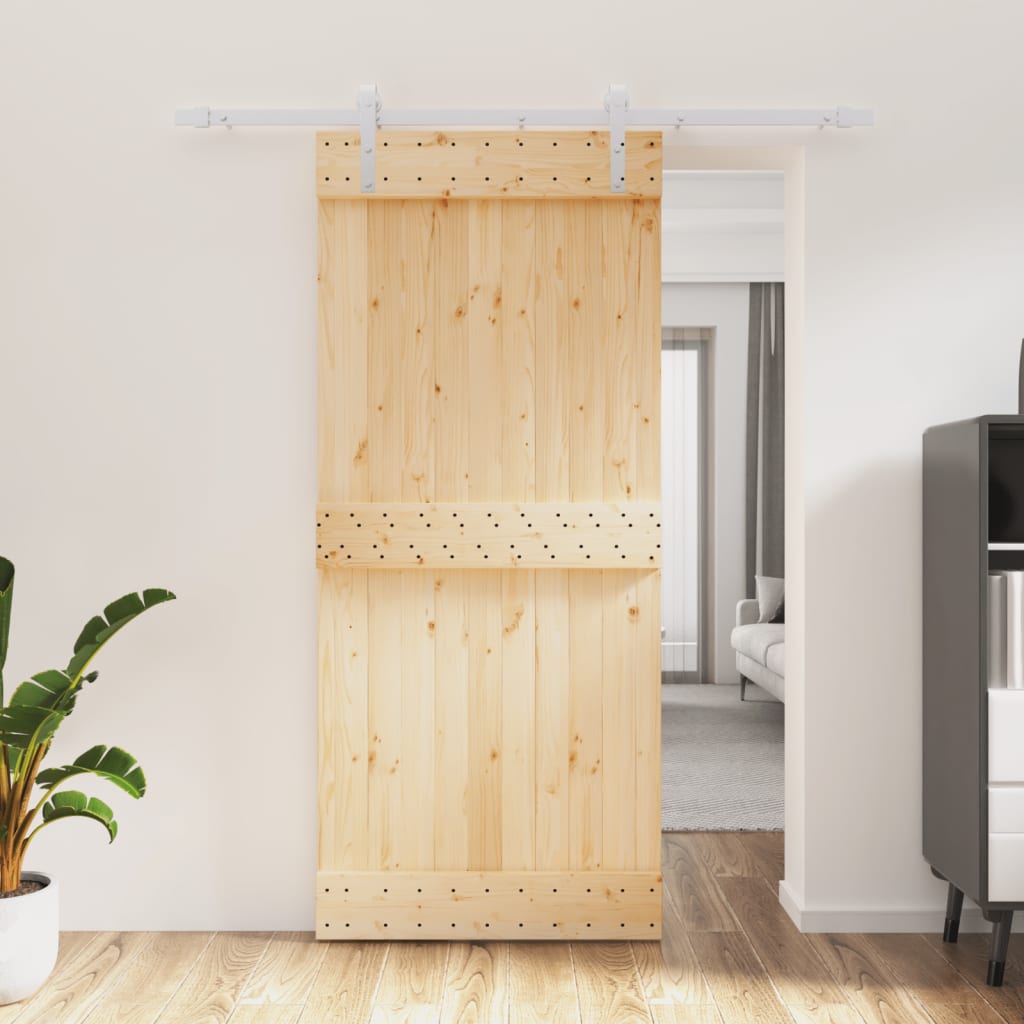 Puerta corredera de Vidaxl con masa de 90x210 cm de pino sólido