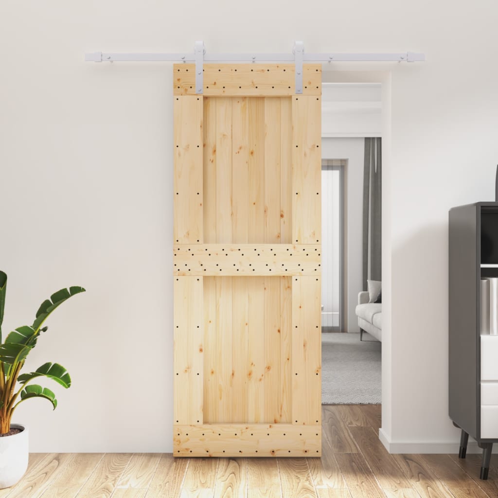 Puerta corredera de Vidaxl con masa 80x210 cm de pino sólido