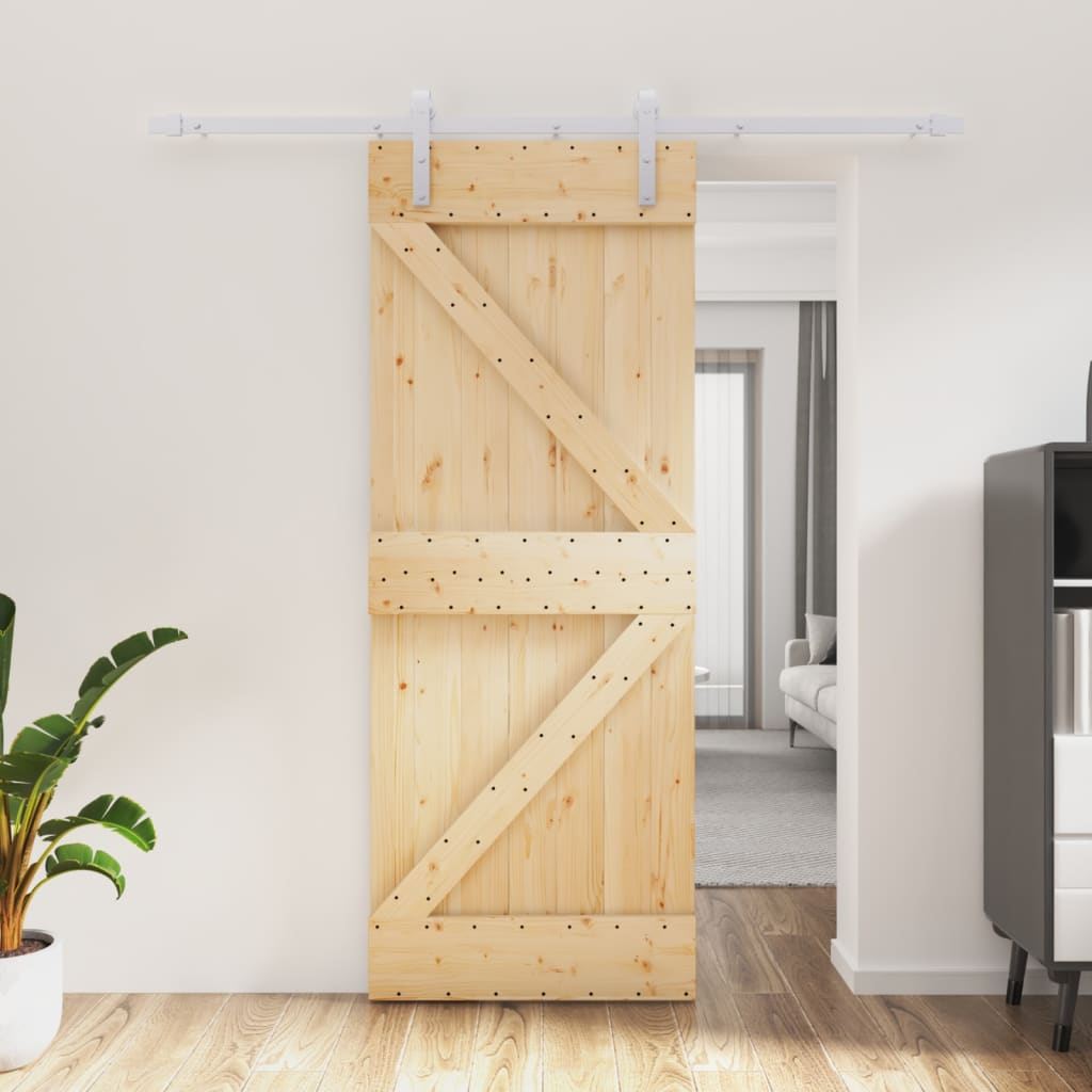 Porta scorrevole Vidaxl con pino solido da 80x210 cm per pastella