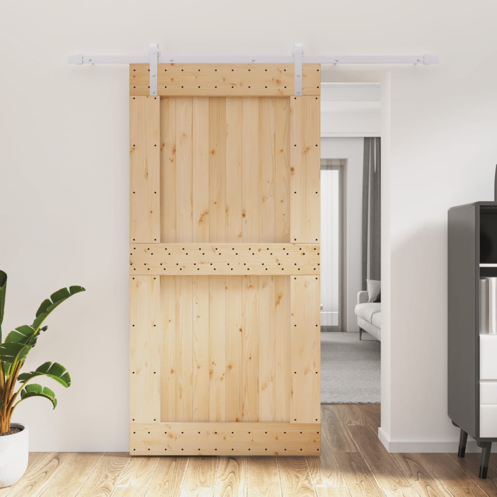 Puerta corredera de Vidaxl con masa 100x210 cm de pino sólido