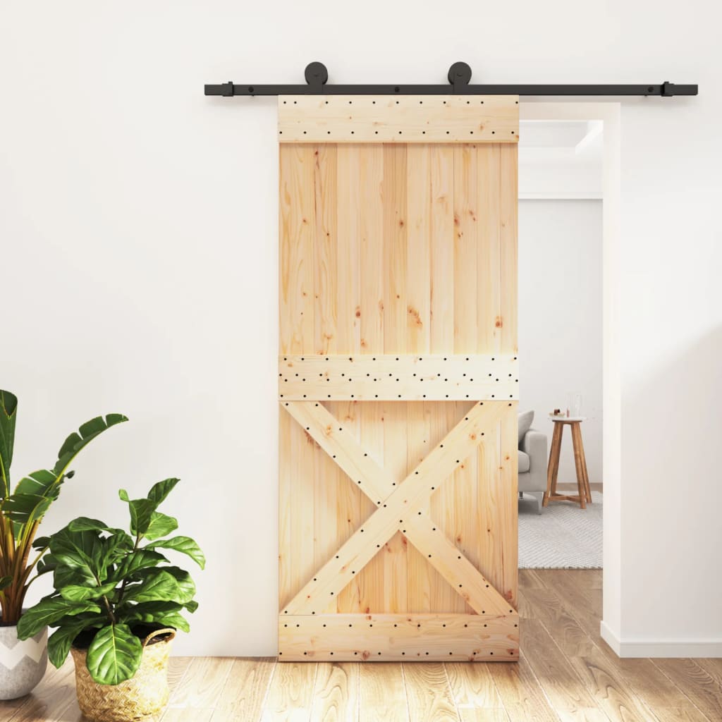 Puerta corredera de Vidaxl con masa de 90x210 cm de pino sólido