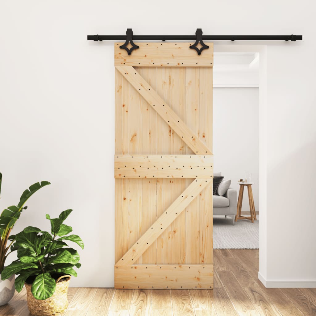 Porta scorrevole Vidaxl con pino solido da 85x210 cm