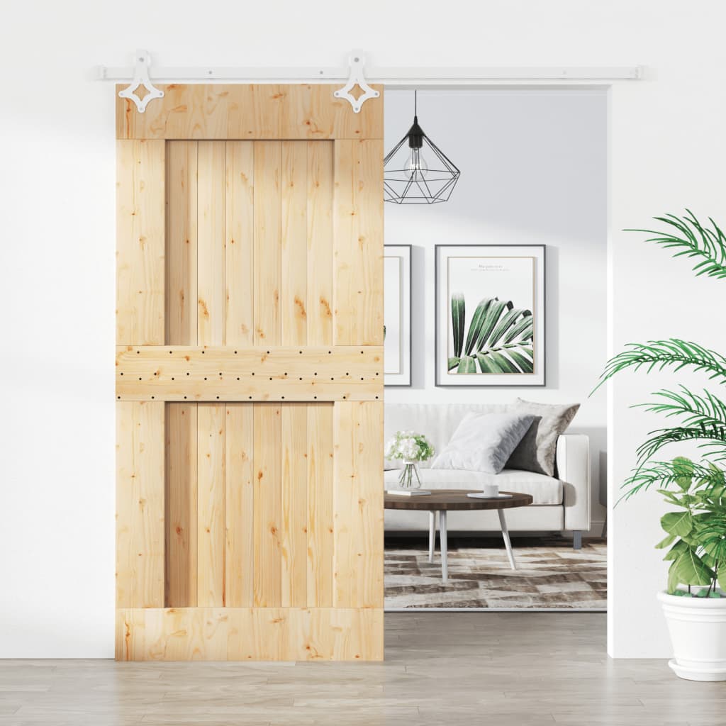 Vidaxl sliding door with batter 95x210 cm solid pine