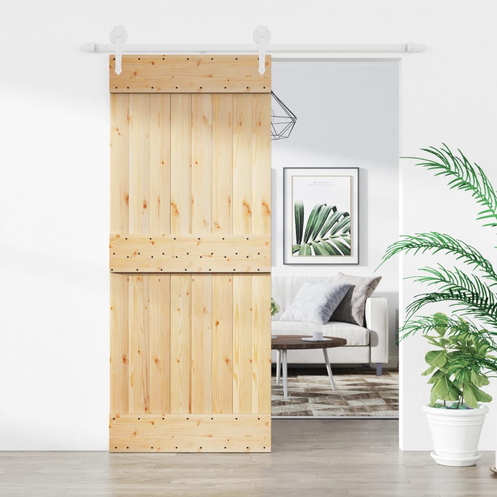 Vidaxl sliding door with batter 85x210 cm Solid pine