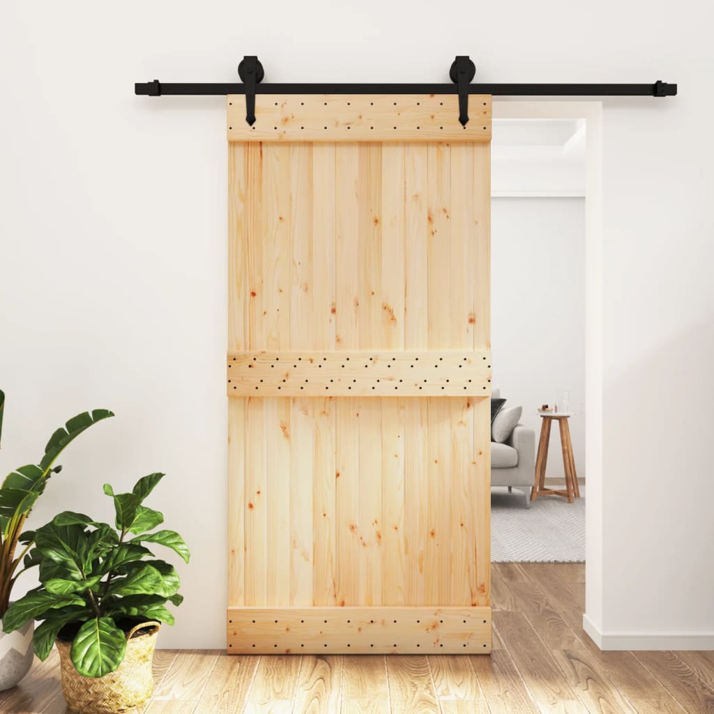 Puerta corredera de Vidaxl con masa 100x210 cm de pino sólido