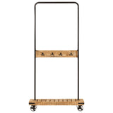 Vidaxl Kleeder Rack mat Rieder 90x33x190 cm dekor Mango Wood an Eisen