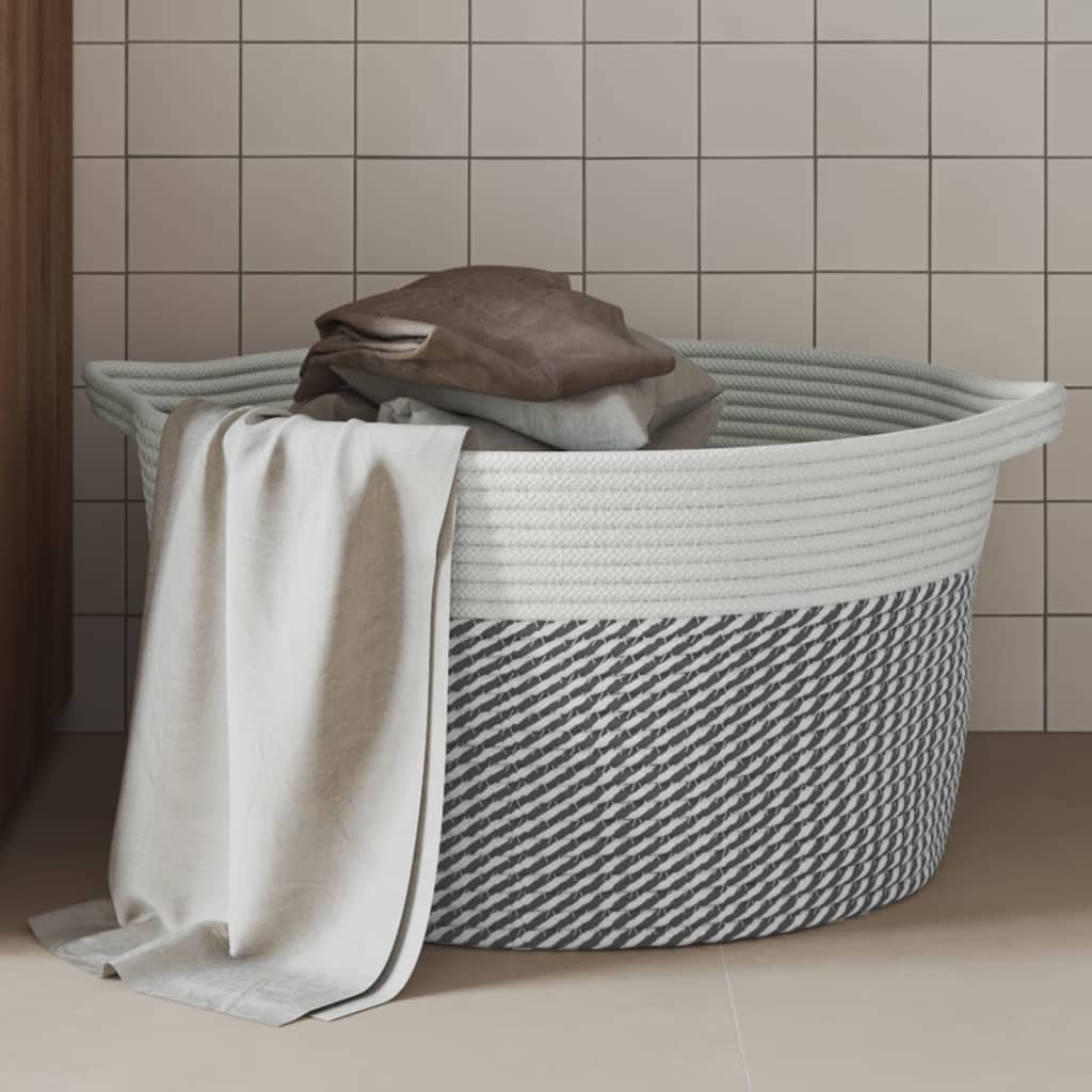 Vidaxl Späichere Basket Ø 40x25 cm Koteng a Wäiss