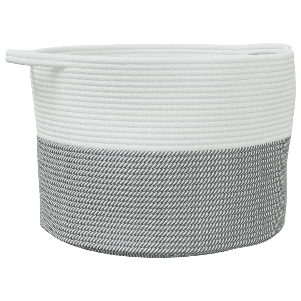 Vidaxl Laundry Basket Ø 55x36 cm Cotton Grey and White