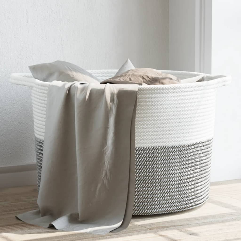 Vidaxl Lavandry Basket Ø 55x36 cm di cotone grigio e bianco