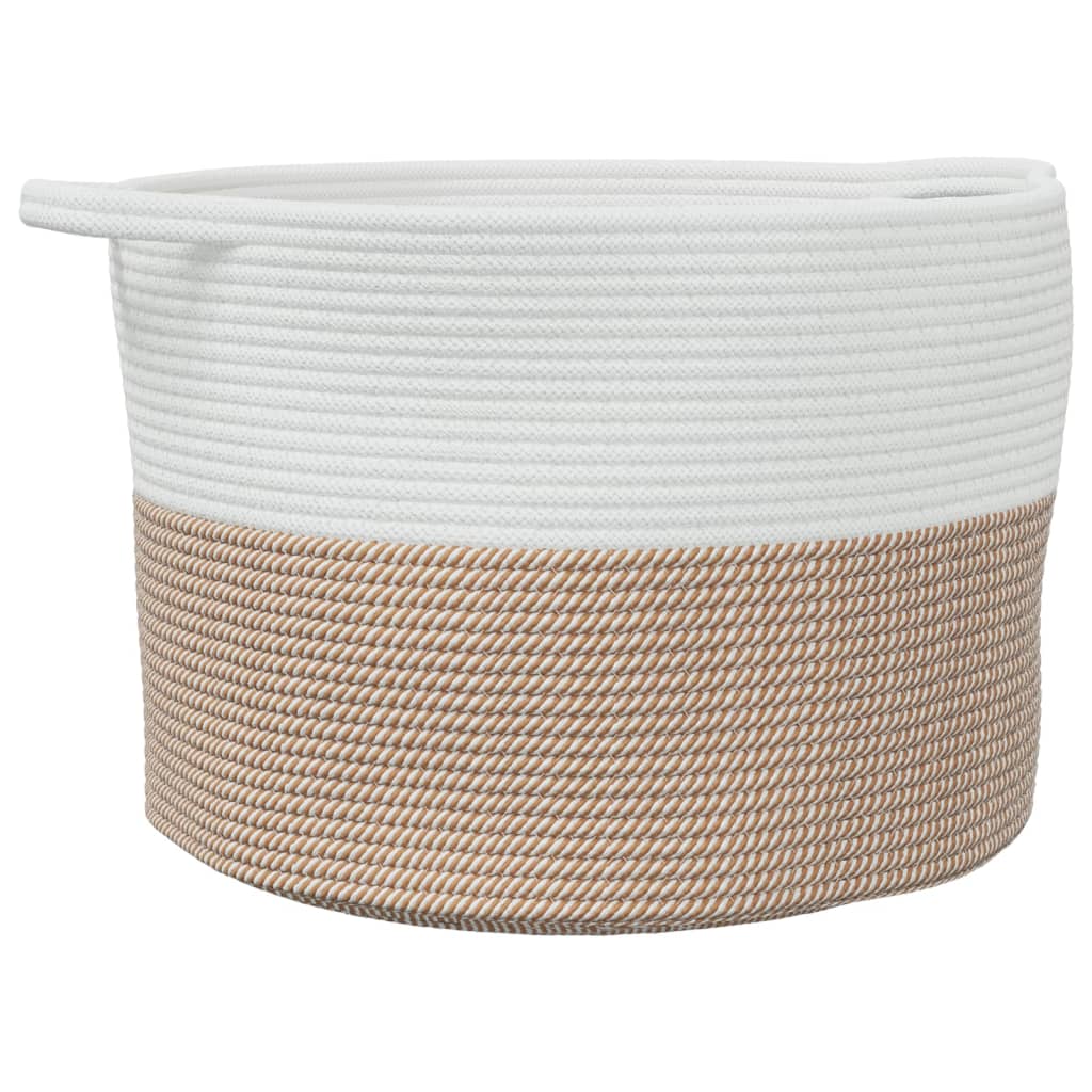 Panier à laverie Vidaxl Ø 55x36 cm Coton brun et blanc