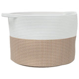 Vidaxl Lavandry Basket Ø 55x36 cm di cotone marrone e bianco