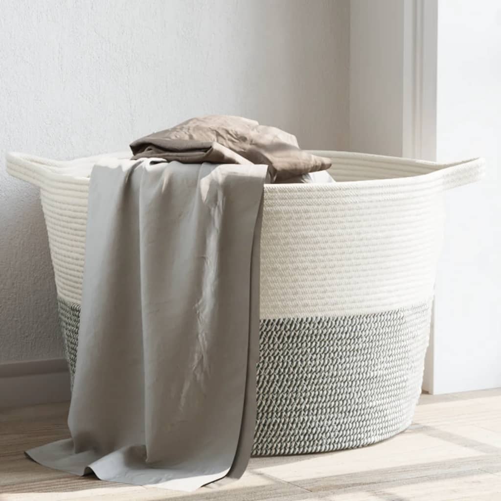 Vidaxl laundry basket Ø 60x36 cm cotton gray and white