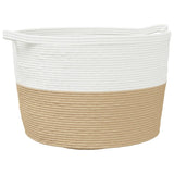 Panier à laverie Vidaxl Ø 60x36 cm coton beige et blanc