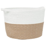 Vidaxl Laundry Basket Ø 60x36 cm bavlněná hnědá a bílá