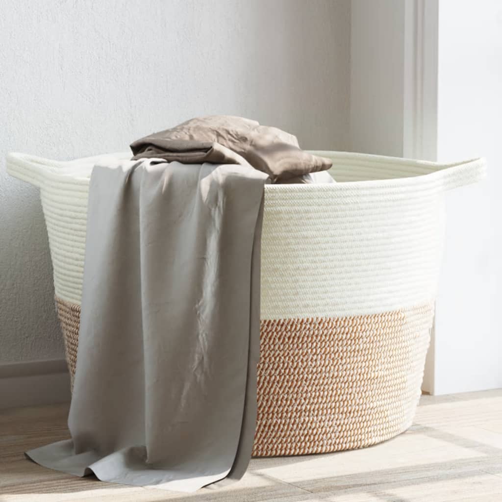 Vidaxl laundry basket Ø 60x36 cm cotton brown and white