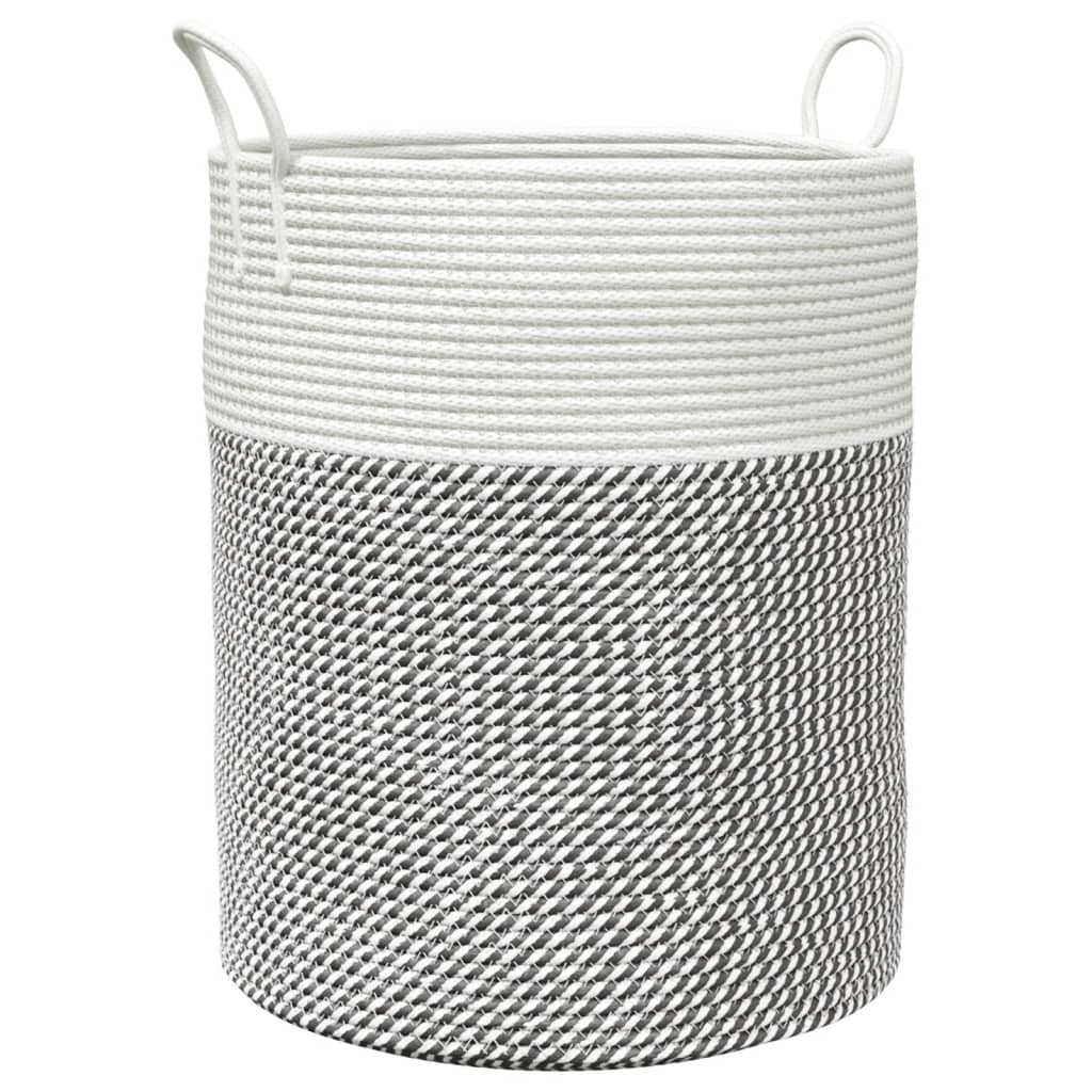 Cesta de almacenamiento de Vidaxl Ø 38x46 cm Algodón gris y blanco