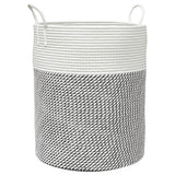 Panier de rangement Vidaxl Ø 38x46 cm Coton gris et blanc