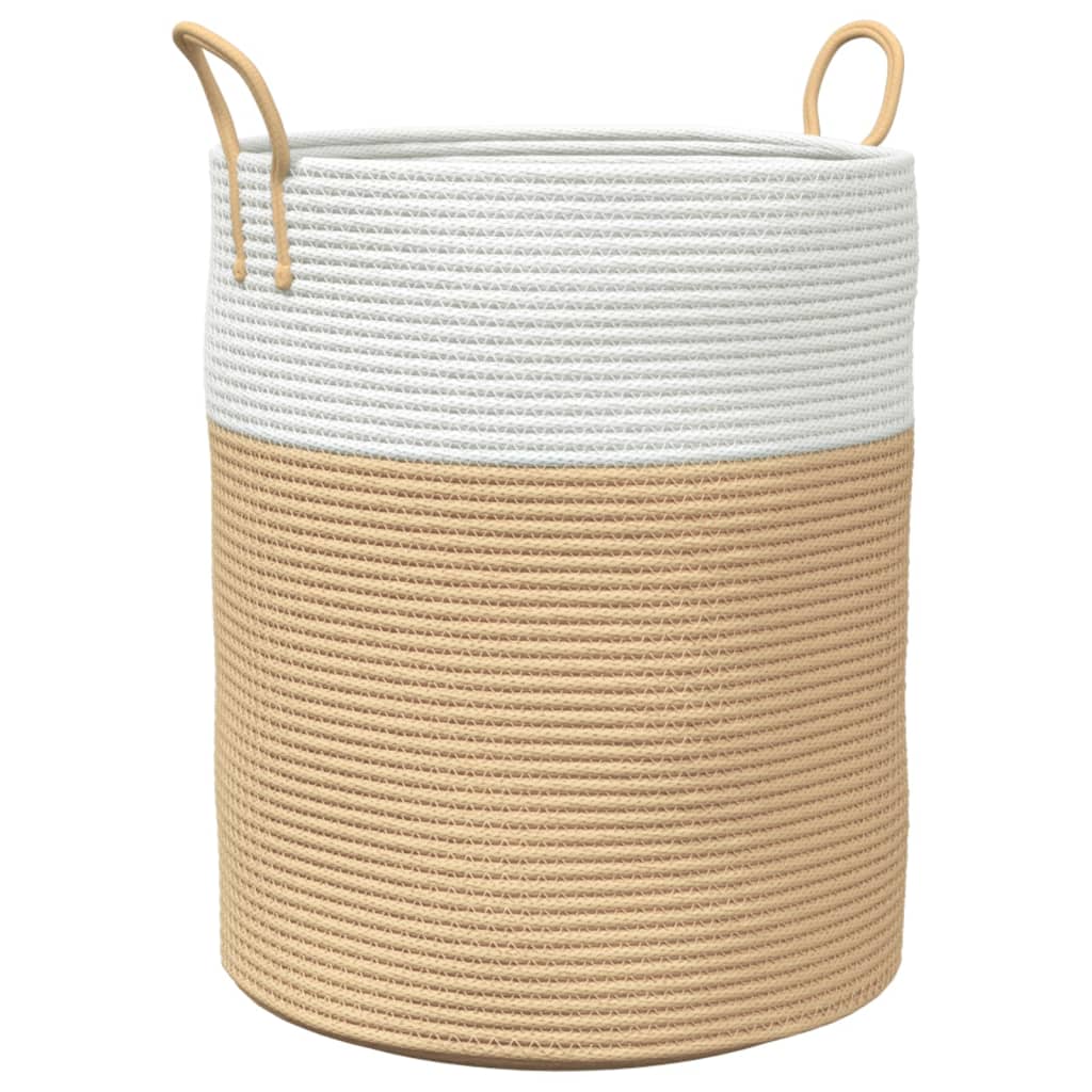 Cesta de almacenamiento de Vidaxl Ø 38x46 cm de algodón beige y blanco