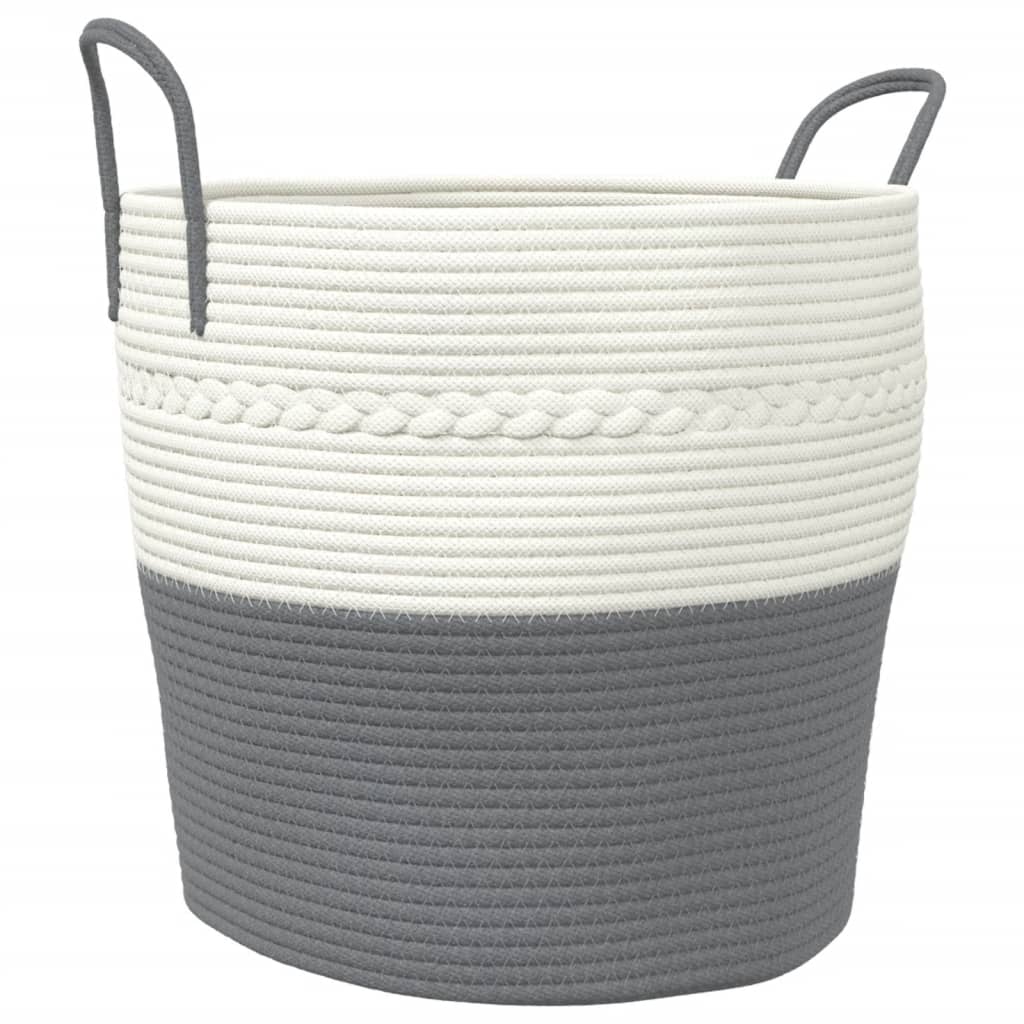 Vidaxl Storage Basket Ø 43x38 cm Bomuld Grå og hvid