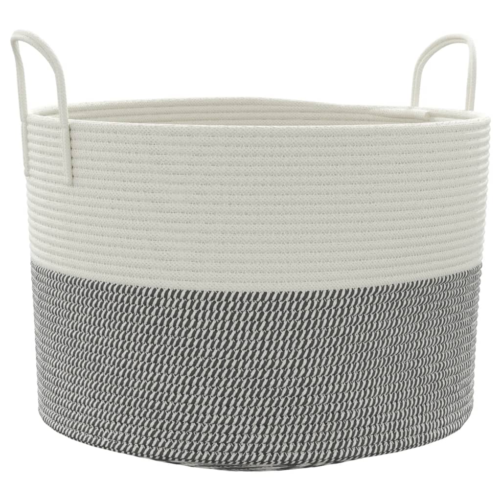 Cesta de almacenamiento de Vidaxl Ø 51x33 cm Algodón gris y blanco