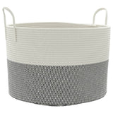 Cesta de almacenamiento de Vidaxl Ø 51x33 cm Algodón gris y blanco