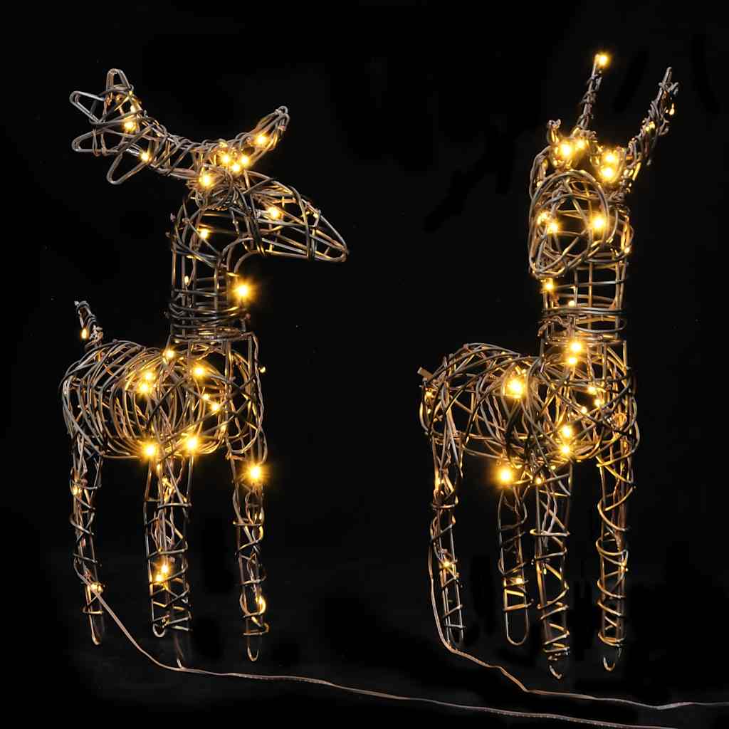 Vidaxl Christmas decorations reindeer 2 st 80 LEDs Rattan Warm white