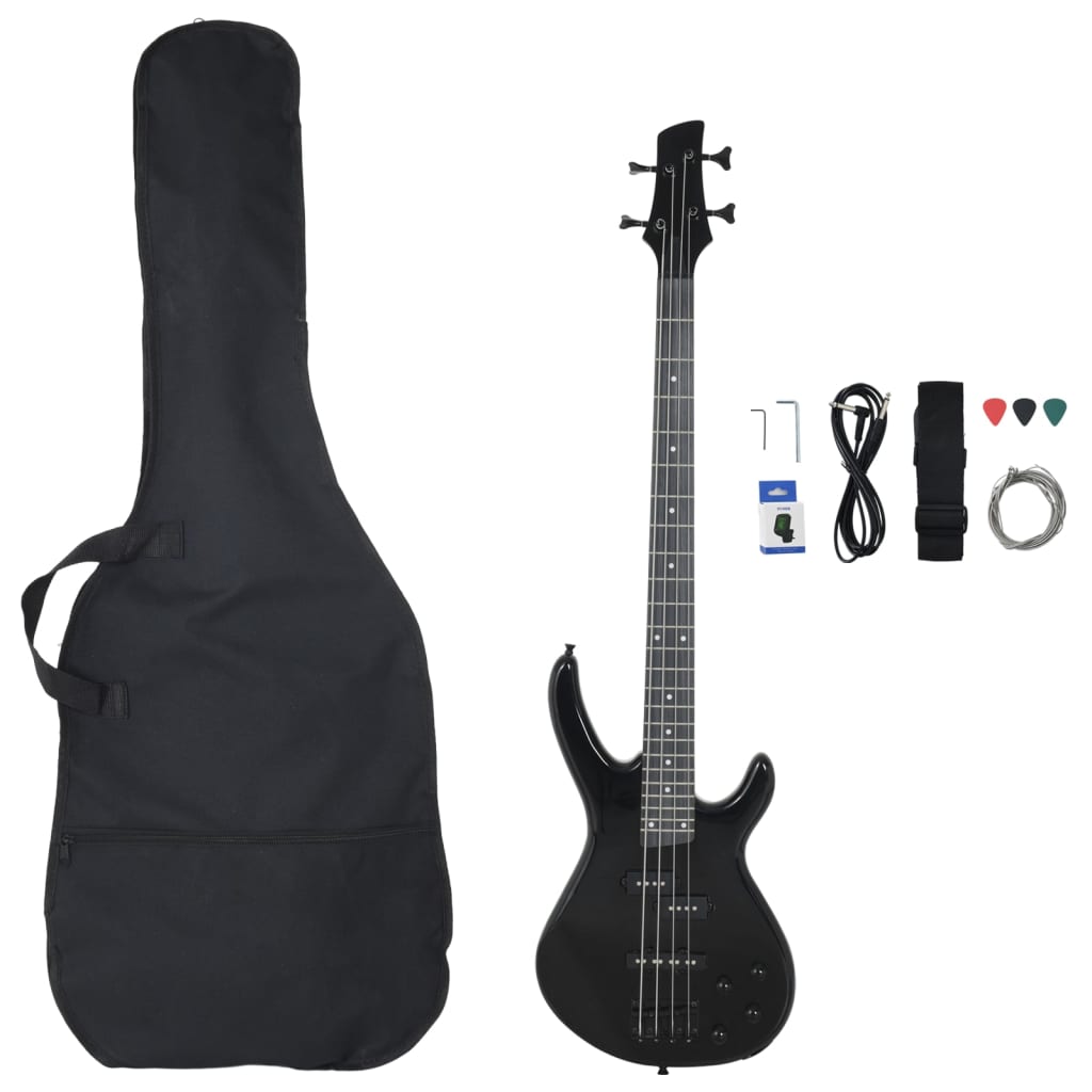 Guitare basse vidaxl pour les débutants électriques avec sac 4 4 46 noir