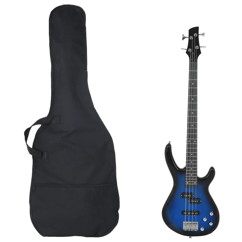 Gitara basowa Vidaxl dla początkujących elektrycznych z torbą 4 4 46 Blue Black