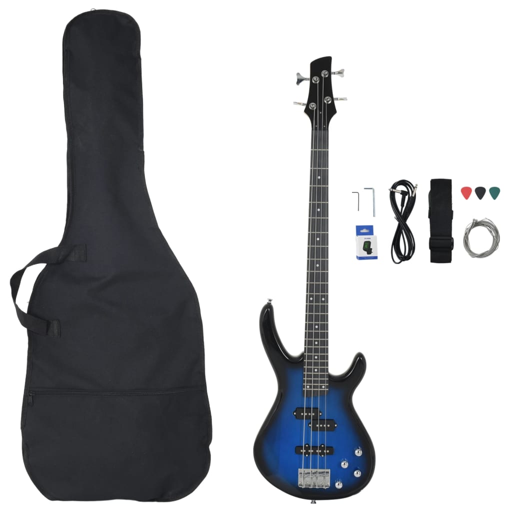 Vidaxl Bass Guitar for Promorners Electric con borsa 4 4 46 Blu Nero