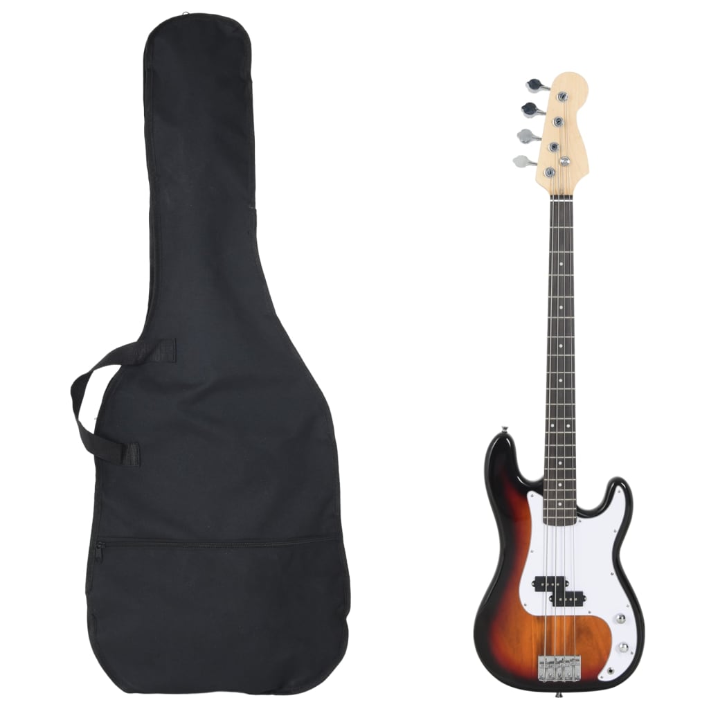 VidaXL Basgitaar voor beginners elektrisch met tas 4 4 46 bruin wit