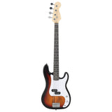 Vidaxl Bass Guitar za začetnike elektriko z vrečko 4 4 46 rjava bela