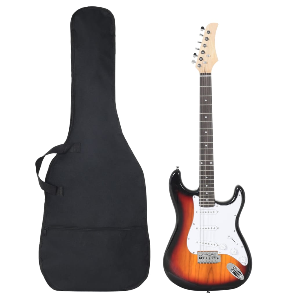 Guitare vidaxl pour les débutants électriques avec sac 4 4 39 brun et blanc