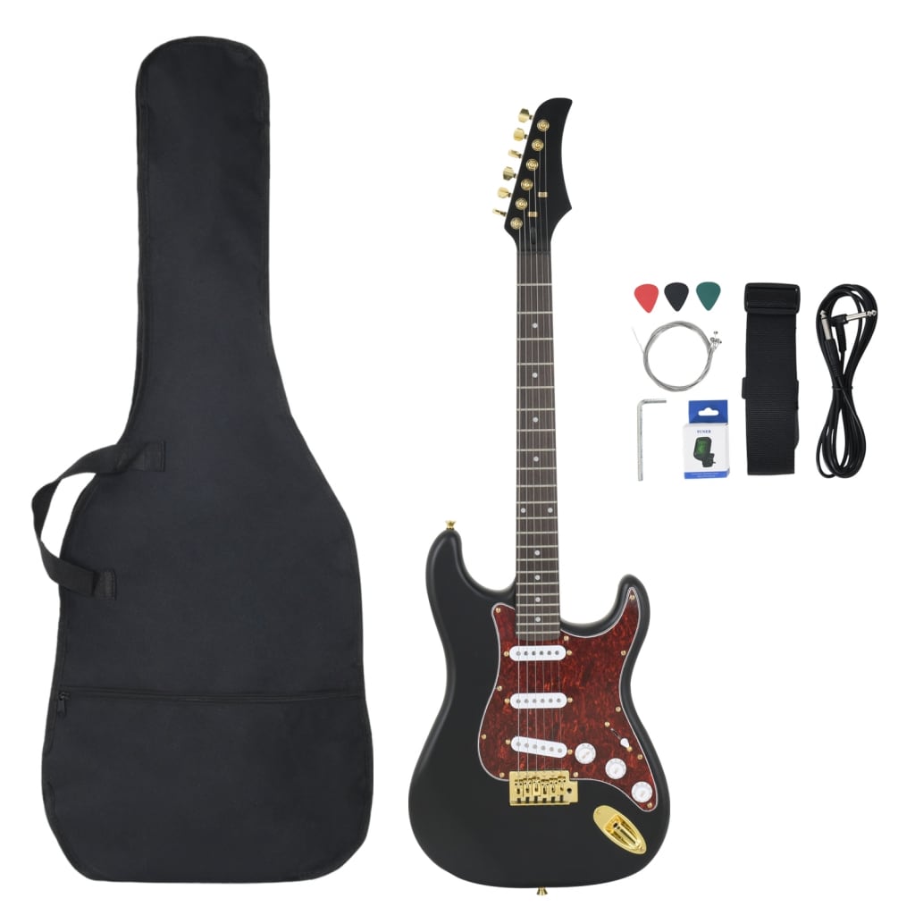 Vidaxl -Gitarre für Anfänger Elektrisch mit Tasche 4 4 ​​39 Schwarz und Gold