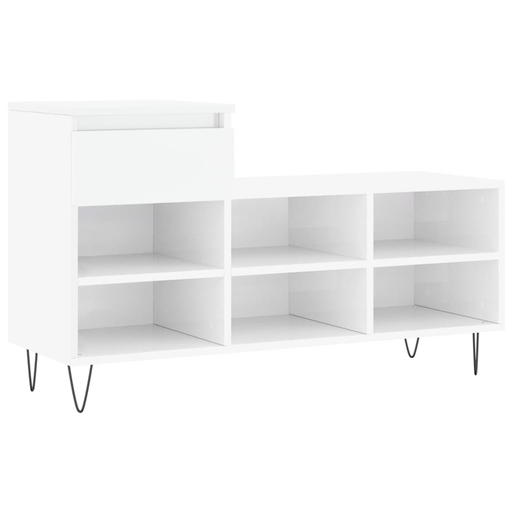 Gabinete de zapatos Vidaxl 102x36x60 cm de madera procesada de alto brillo blanco