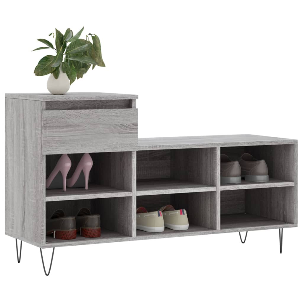 Gabinete de zapatos Vidaxl 102x36x60 cm de madera propiedad Sonoma gris