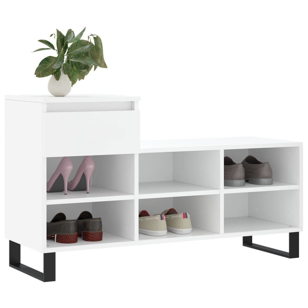 Gabinete de zapatos Vidaxl 102x36x60 cm de madera propiedad de blanco