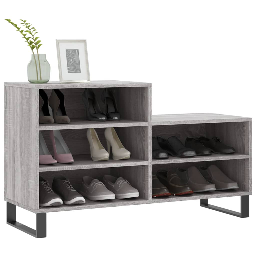 Armoire à chaussures Vidaxl 102x36x60 cm en bois de bois de sonoma gris