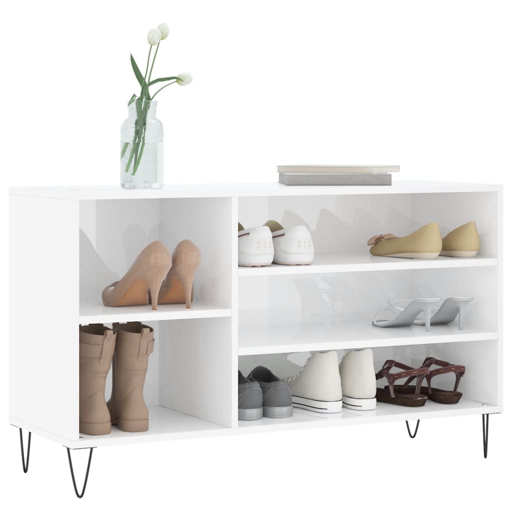 VidaXL Shoe cabinet 102x36x60 cm Processed Wood High Gloss White