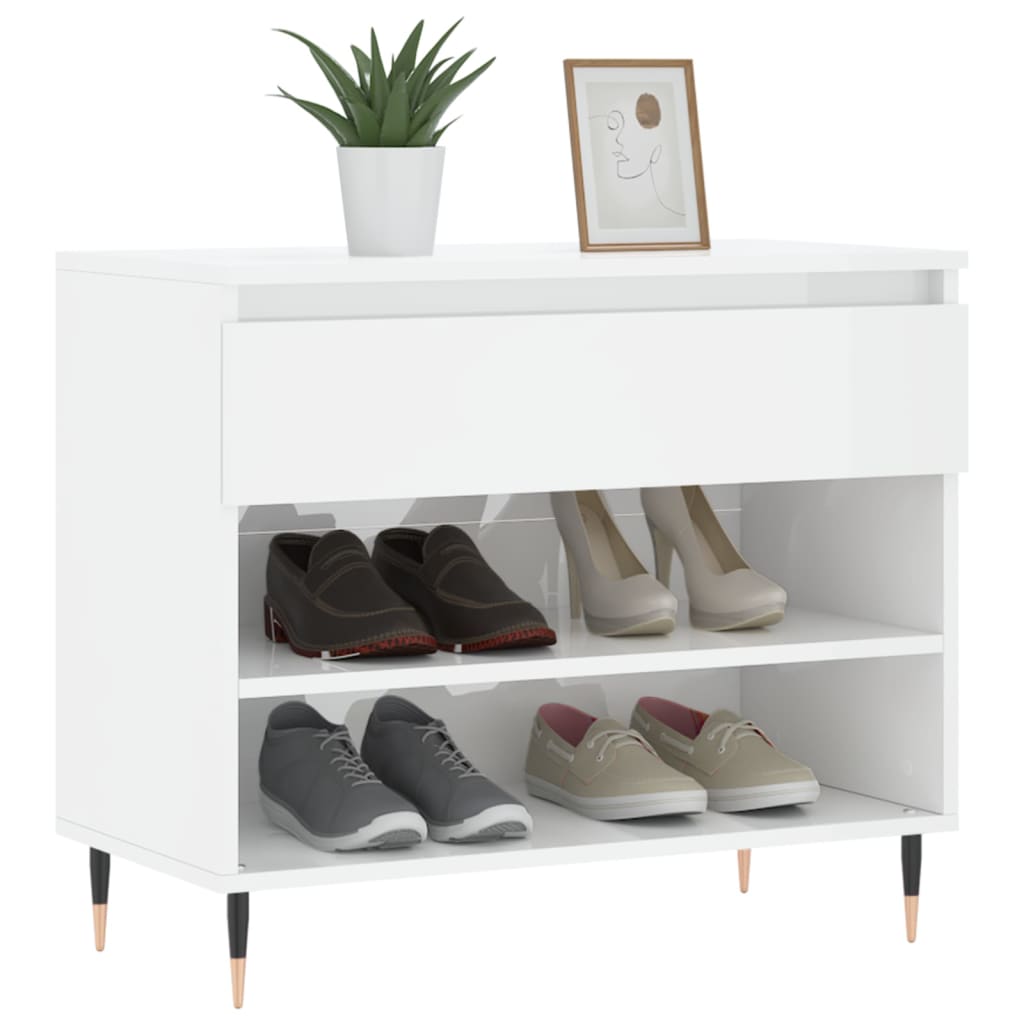 Vidaxl Shoe cabinet 70x36x60 cm Properted Wood High Gloss White