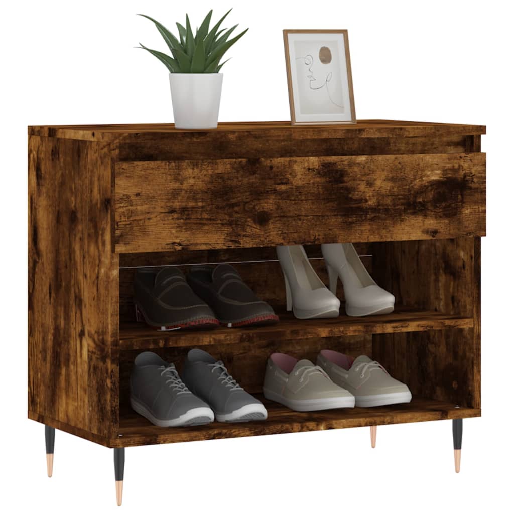 Vidaxl Shoe Cabinet 70x36x60 cm Property Wood Røget eg Farvet