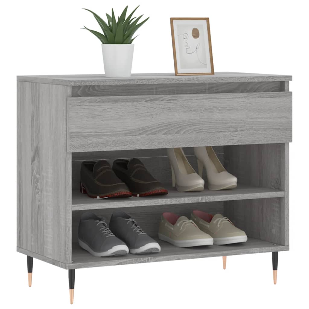 Armoire à chaussures Vidaxl 70x36x60 cm en bois de bois de sonoma gris