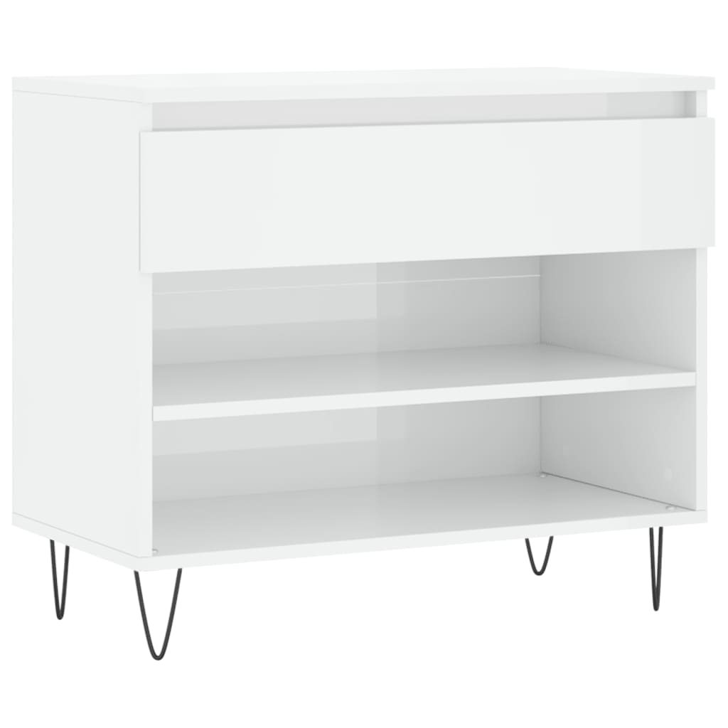 Vidaxl Shoe cabinet 70x36x60 cm Properted Wood High Gloss White