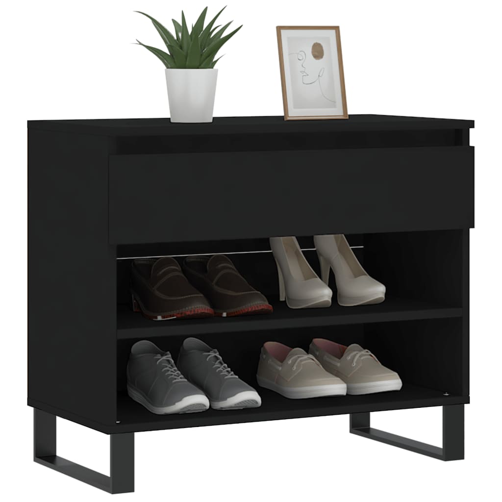 Gabinete de zapatos Vidaxl 70x36x60 cm de madera propiedad de negro