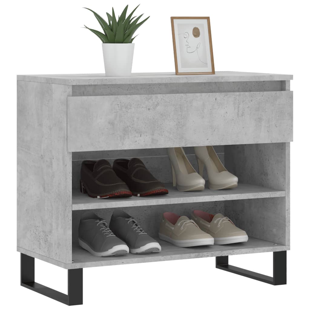 Vidaxl Shoe Cabinet 70x36x60 cm Forarbejdet træ Betongrijs