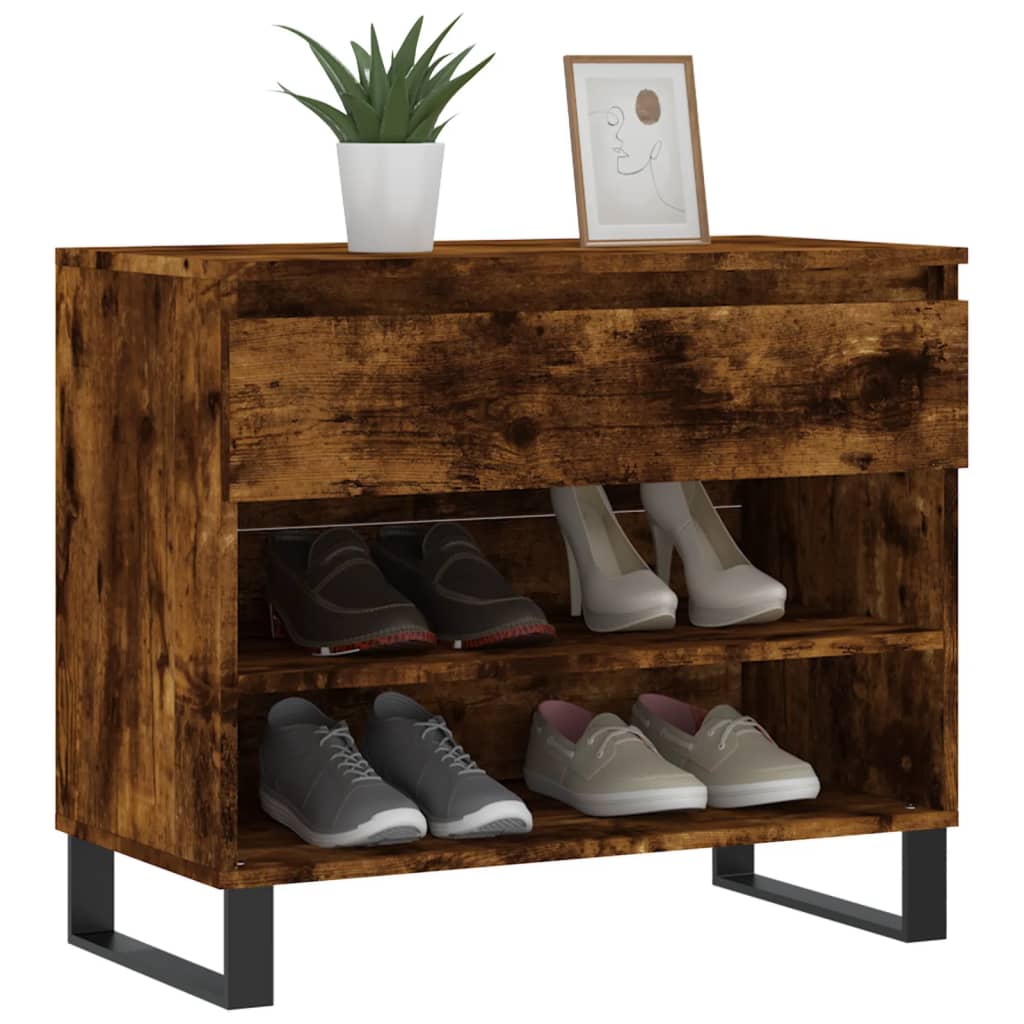 Vidaxl Shoe Cabinet 70x36x60 cm Property Wood Røget eg Farvet