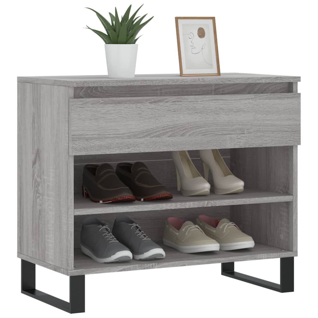 Armoire à chaussures Vidaxl 70x36x60 cm en bois de bois de sonoma gris