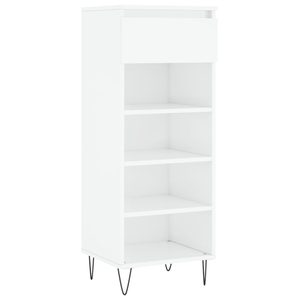 Armoire à chaussures vidaxl 40x36x105 cm bois transformé haut brillant blanc