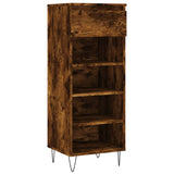 Armoire à chaussures vidaxl 40x36x105 cm de chêne fumé en bois travaillé coloré