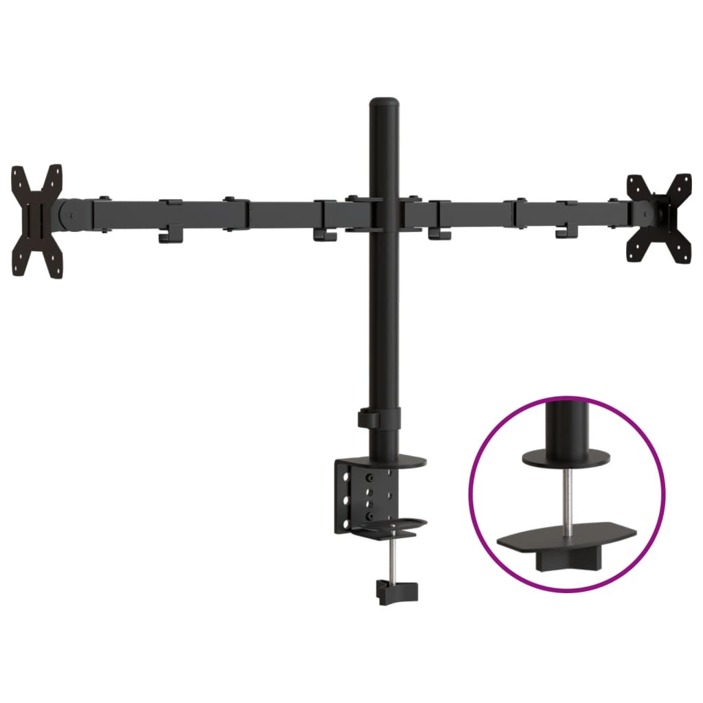 VidaXL Monitorstandaard dubbel VESA 75 100 mm staal zwart