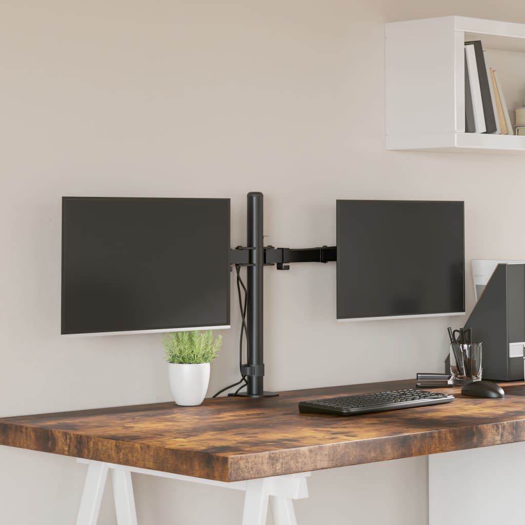 VidaXL Monitorstandaard dubbel VESA 75 100 mm staal zwart